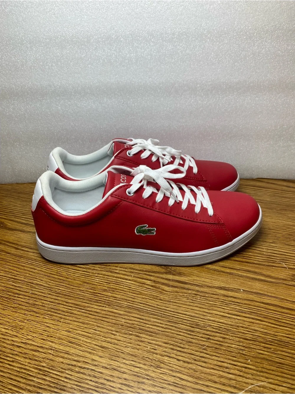 Lacoste Hydez Leather Sneakers Shoes Red White Mens Size 10.5 New No Box